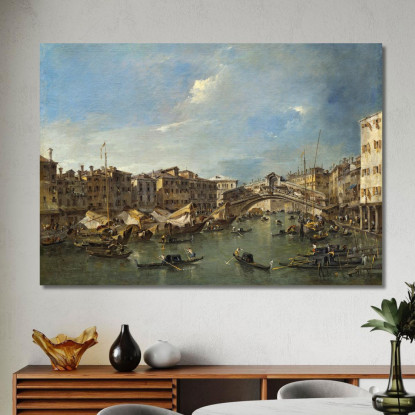 Canal Grande Con Il Ponte Di Rialto Venezia Francesco Guardi fgr15 quadro stampato su tela