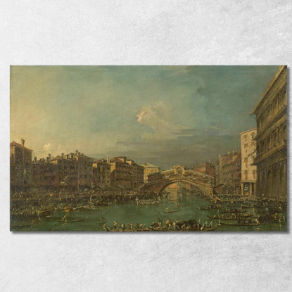 Regata Sul Canal Grande Nei Pressi Del Ponte Di Rialto Venezia Francesco Guardi fgr18 quadro stampato su tela