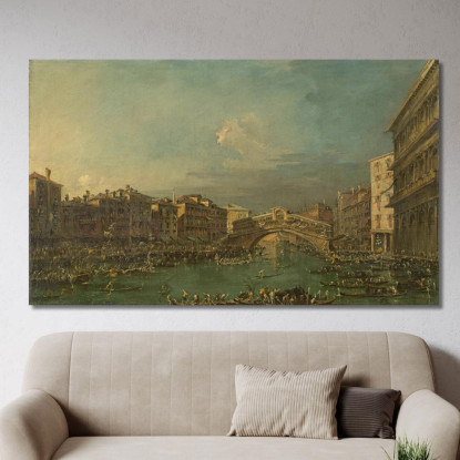 Regata Sul Canal Grande Nei Pressi Del Ponte Di Rialto Venezia Francesco Guardi fgr18 quadro stampato su tela