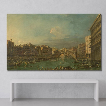 Regata Sul Canal Grande Nei Pressi Del Ponte Di Rialto Venezia Francesco Guardi fgr18 quadro stampato su tela