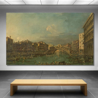 Regata Sul Canal Grande Nei Pressi Del Ponte Di Rialto Venezia Francesco Guardi fgr18 quadro stampato su tela