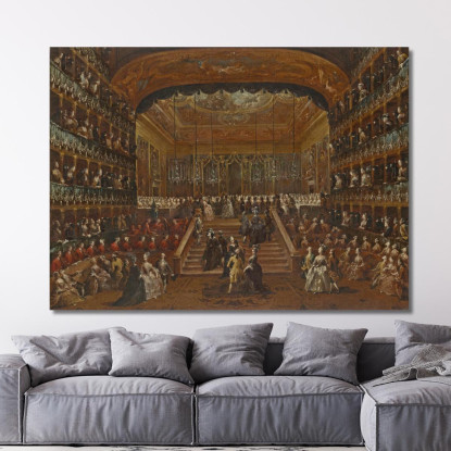 L'Interno Del Teatro San Benedetto A Venezia Con Il Ballo Del 1782 In Onore Dei Conti Del Nord Francesco Guardi fgr29 quadro st