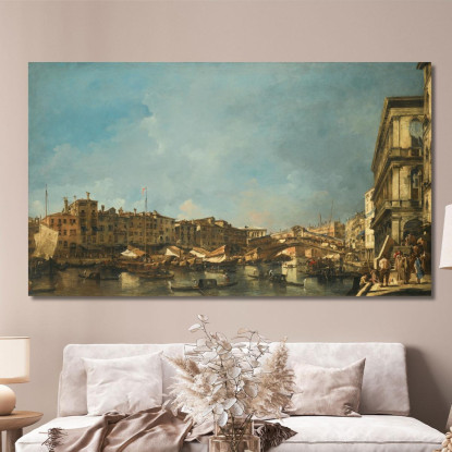Venezia Veduta Del Ponte Di Rialto Verso Nord Dalla Fondamenta Del Carbon Francesco Guardi fgr43 quadro stampato su tela