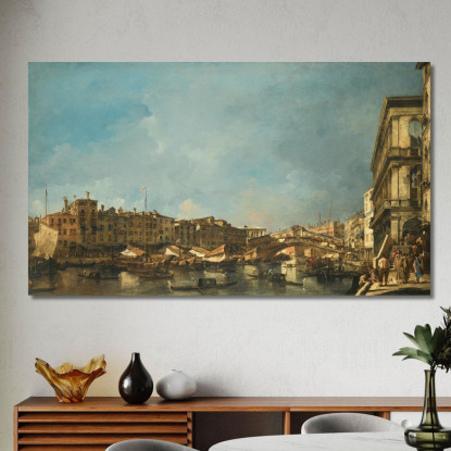 Venezia Veduta Del Ponte Di Rialto Verso Nord Dalla Fondamenta Del Carbon Francesco Guardi fgr43 quadro stampato su tela