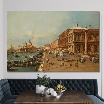 Venezia Il Molo Con La Libreria La Punta Della Dogana E Santa Maria Della Salute Francesco Guardi fgr48 quadro stampato su tela