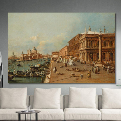 Venezia Il Molo Con La Libreria La Punta Della Dogana E Santa Maria Della Salute Francesco Guardi fgr48 quadro stampato su tela