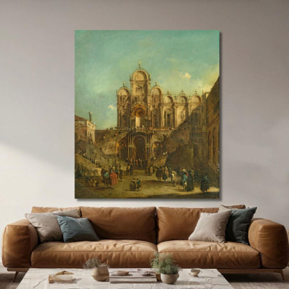 Veduta Di Campo San Zanipolo Con La Loggia Eretta In Occasione Della Benedizione Di Papa Pio Vi Francesco Guardi fgr49 quadro s