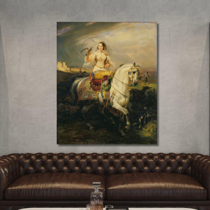 Una Dama Algerina Con Il Falco Horace Vernet hvr4 quadro stampato su tela