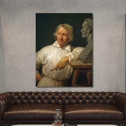 Bertel Thorvaldsen (1768-1844) Con Il Busto Di Horace Vernet Horace Vernet hvr8 quadro stampato su tela