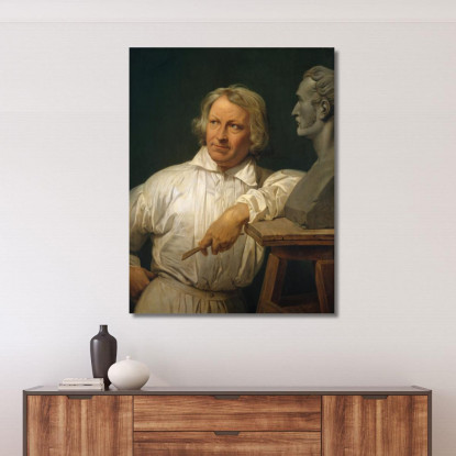 Bertel Thorvaldsen (1768-1844) Con Il Busto Di Horace Vernet Horace Vernet hvr8 quadro stampato su tela