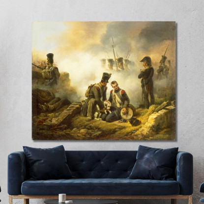 Il Cane Del Reggimento Ferito Horace Vernet hvr38 quadro stampato su tela