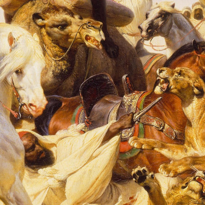 La Caccia Al Leone Horace Vernet hvr39 quadro stampato su tela