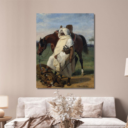 Il Cacciatore Di Leoni Horace Vernet hvr40 quadro stampato su tela