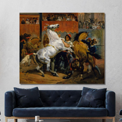 L'Inizio Della Corsa Dei Cavalli Senza Fantino Horace Vernet hvr44 quadro stampato su tela