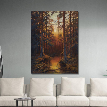 Tramonto Nella Foresta Julius Sergius Klever jsk9 quadro stampato su tela