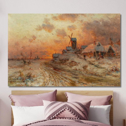 Ritorno A Casa Al Tramonto Julius Sergius Klever jsk10 quadro stampato su tela