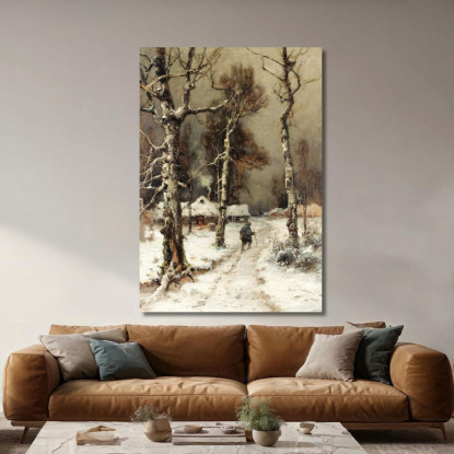 Verso Casa Attraverso Una Foresta Invernale Julius Sergius Klever jsk11 quadro stampato su tela