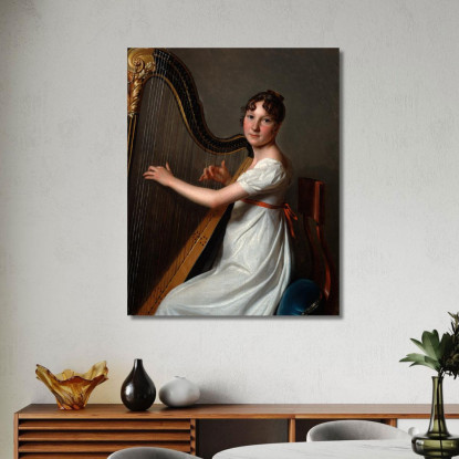 La Giovane Arpista Louis Léopold Boilly llb66 quadro stampato su tela