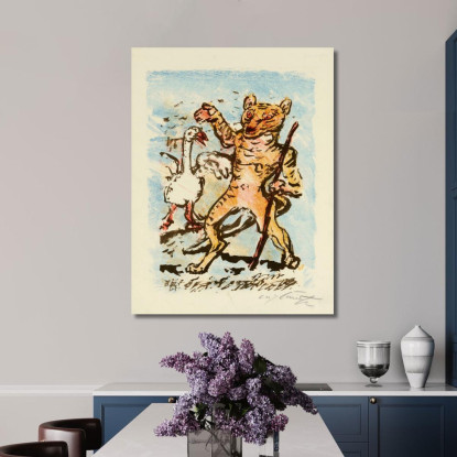 Le Chat Hinze Et Une Oie Chantante Lovis Corinth lcr15 tableau impression sur toile
