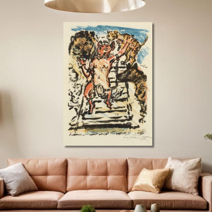 Reinecke Enchaîné Attend Son Exécution Lovis Corinth lcr74 tableau impression sur toile