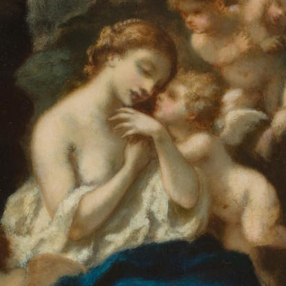 Una Ninfa Con Cupidi Narcisse-Virgile Diaz de La Peña nvd1 quadro stampato su tela