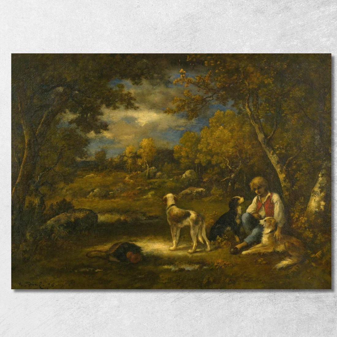Ragazzo Con I Suoi Cani In Un Bosco Narcisse-Virgile Diaz de La Peña nvd8 quadro stampato su tela Ragazzo Con I Suoi Cani In Un Bosco Narcisse-Virgile Diaz de La Peña nvd8 quadro stampato su tela