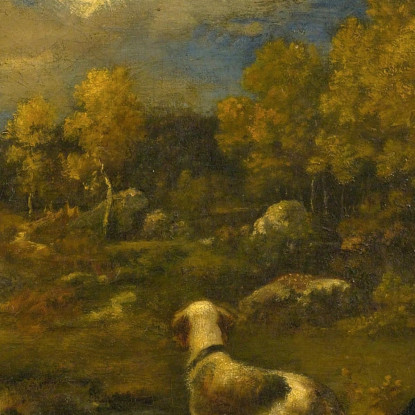 Ragazzo Con I Suoi Cani In Un Bosco Narcisse-Virgile Diaz de La Peña nvd8 quadro stampato su tela