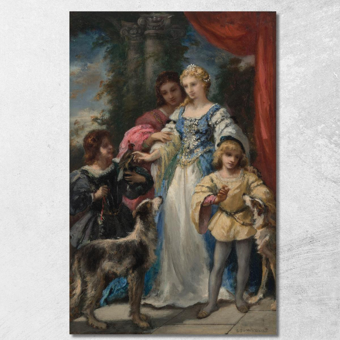 Donna Con I Cani Narcisse-Virgile Diaz de La Peña nvd24 quadro stampato su tela Donna Con I Cani Narcisse-Virgile Diaz de La Peña nvd24 quadro stampato su tela