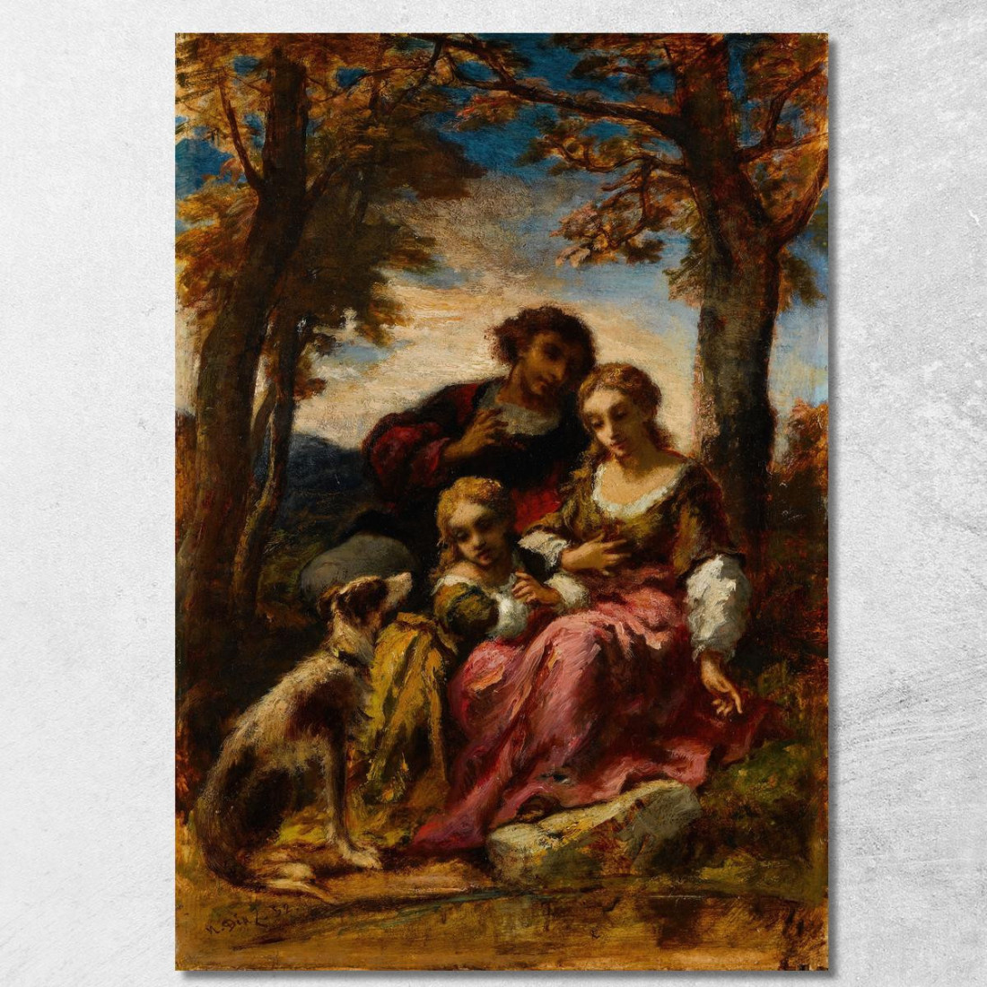 Figure E Un Cane In Un Paesaggio Narcisse-Virgile Diaz de La Peña nvd25 quadro stampato su tela Figure E Un Cane In Un Paesaggio Narcisse-Virgile Diaz de La Peña nvd25 quadro stampato su tela