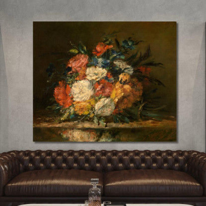 Fiori Narcisse-Virgile Diaz de La Peña nvd27 quadro stampato su tela