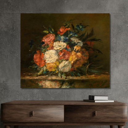 Fiori Narcisse-Virgile Diaz de La Peña nvd27 quadro stampato su tela