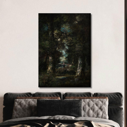 Paesaggio Sentiero Nel Bosco Narcisse-Virgile Diaz de La Peña nvd39 quadro stampato su tela