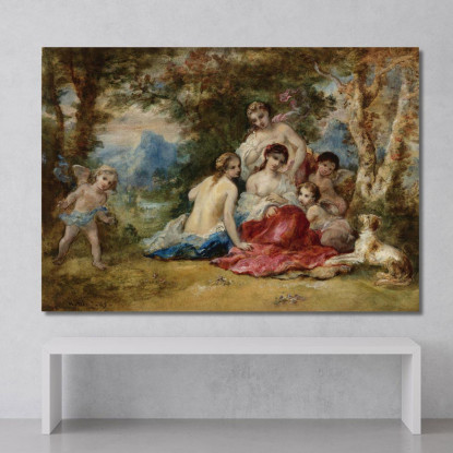 Le Amadriadi Narcisse-Virgile Diaz de La Peña nvd44 quadro stampato su tela