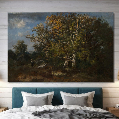 Contadina Nella Foresta D'Autunno Narcisse-Virgile Diaz de La Peña nvd54 quadro stampato su tela