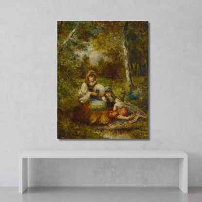 Riposo Di Bohémiens Nella Foresta (Schizzo) Narcisse-Virgile Diaz de La Peña nvd60 quadro stampato su tela