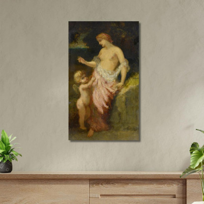 Venere E Cupido Narcisse-Virgile Diaz de La Peña nvd80 quadro stampato su tela