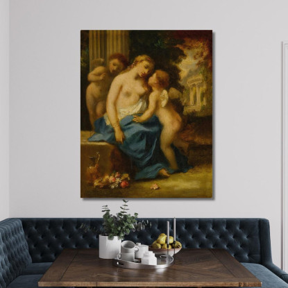 Venere E Cupidi Narcisse-Virgile Diaz de La Peña nvd81 quadro stampato su tela