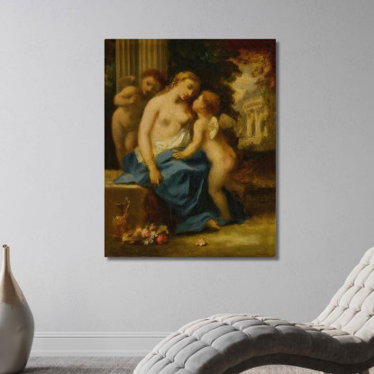 Venere E Cupidi Narcisse-Virgile Diaz de La Peña nvd81 quadro stampato su tela
