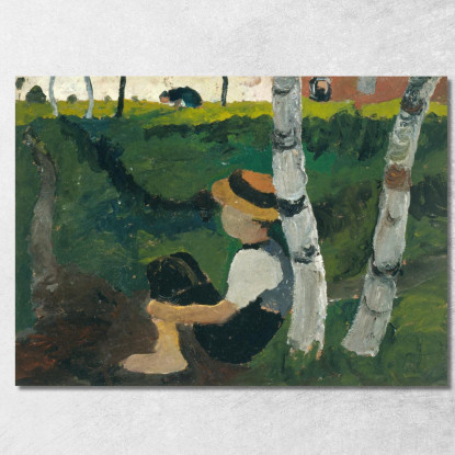 Ragazzo Sul Sentiero Sotto Le Betulle Paula Modersohn-Becker pmb4 quadro stampato su tela