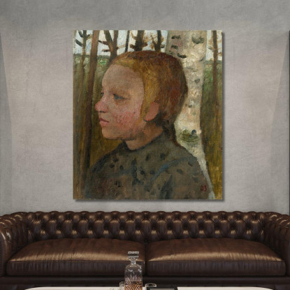 Busto Di Una Ragazza Rivolta A Sinistra Davanti A Betulle Paula Modersohn-Becker pmb6 quadro stampato su tela