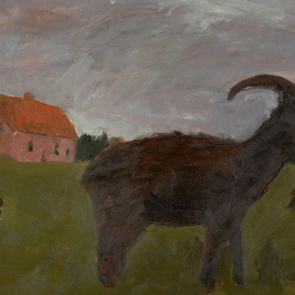 Contadina Con Due Capre Davanti A Una Fattoria Paula Modersohn-Becker pmb8 quadro stampato su tela