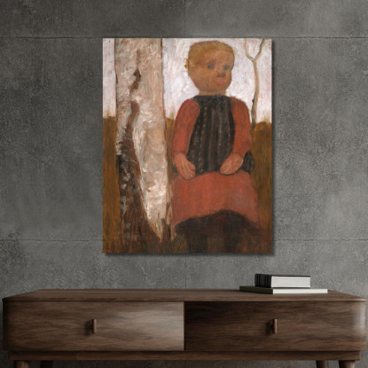 Ragazza In Un Vestito Rosso Paula Modersohn-Becker pmb16 quadro stampato su tela