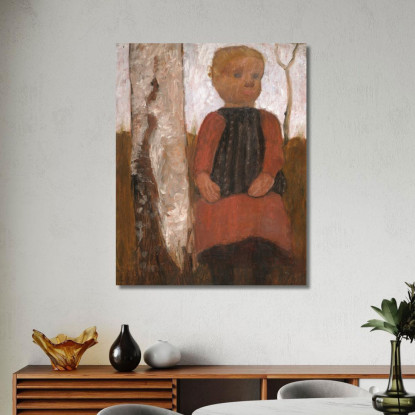 Ragazza In Un Vestito Rosso Paula Modersohn-Becker pmb16 quadro stampato su tela