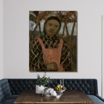 Ragazza Al Crepuscolo Con Camicetta A Quadri Paula Modersohn-Becker pmb17 quadro stampato su tela