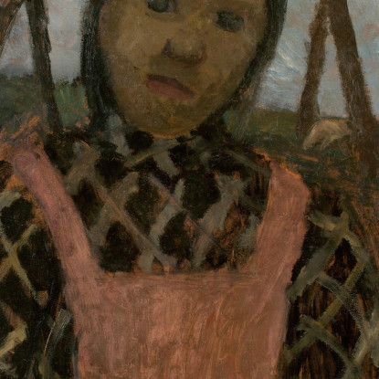 Ragazza Al Crepuscolo Con Camicetta A Quadri Paula Modersohn-Becker pmb17 quadro stampato su tela