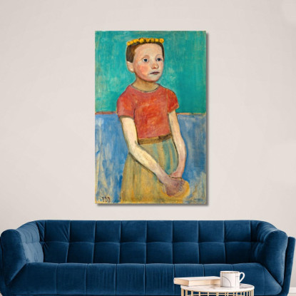 Mezza Figura Di Una Ragazza Con Una Corona Gialla Tra I Capelli Paula Modersohn-Becker pmb22 quadro stampato su tela