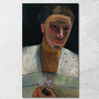 Ritratto A Mezza Figura Di Lee Hoetger Con Fiore Paula Modersohn-Becker pmb23 quadro stampato su tela