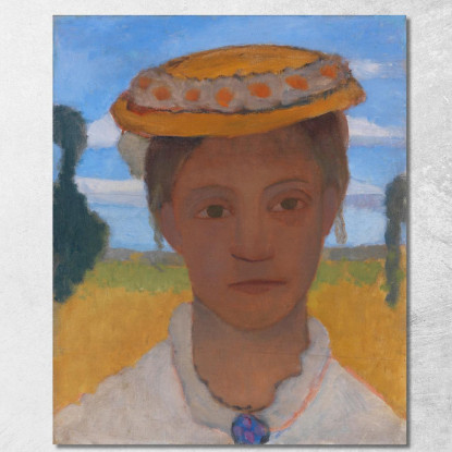 Testa Della Sorella Herma Con Corona Di Margherite Sul Cappello Paula Modersohn-Becker pmb28 quadro stampato su tela