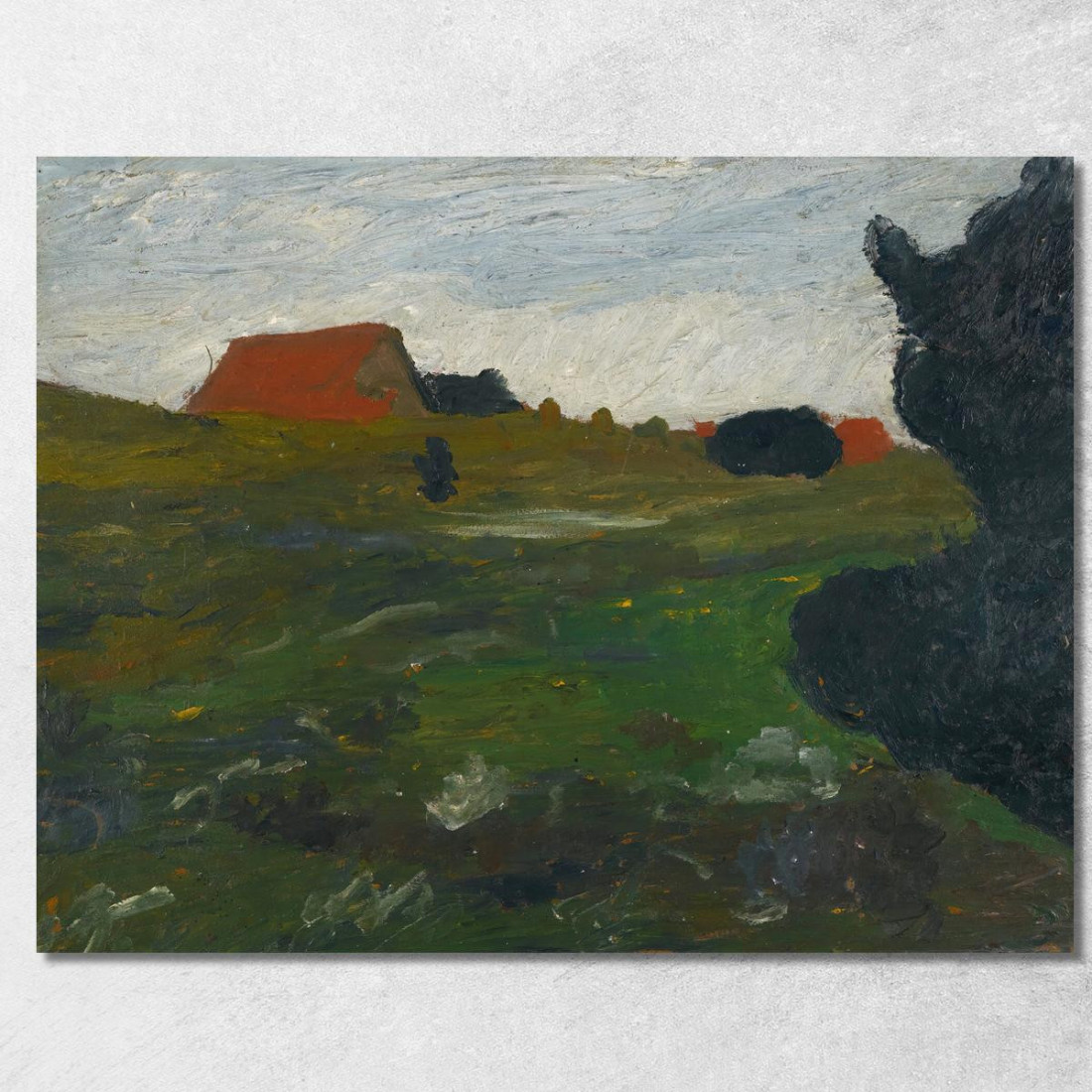 Paesaggio Con Cespuglio E Case Rosse Paula Modersohn-Becker pmb29 quadro stampato su tela Paesaggio Con Cespuglio E Case Rosse Paula Modersohn-Becker pmb29 quadro stampato su tela