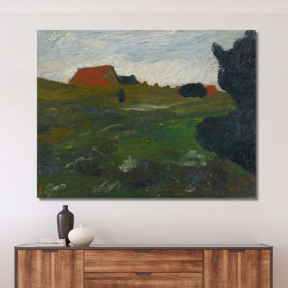 Paesaggio Con Cespuglio E Case Rosse Paula Modersohn-Becker pmb29 quadro stampato su tela